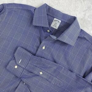 Brooks Brothers Dress Shirt Men's Sz 17 2/3 Blue Regent Non-Iron Office Business